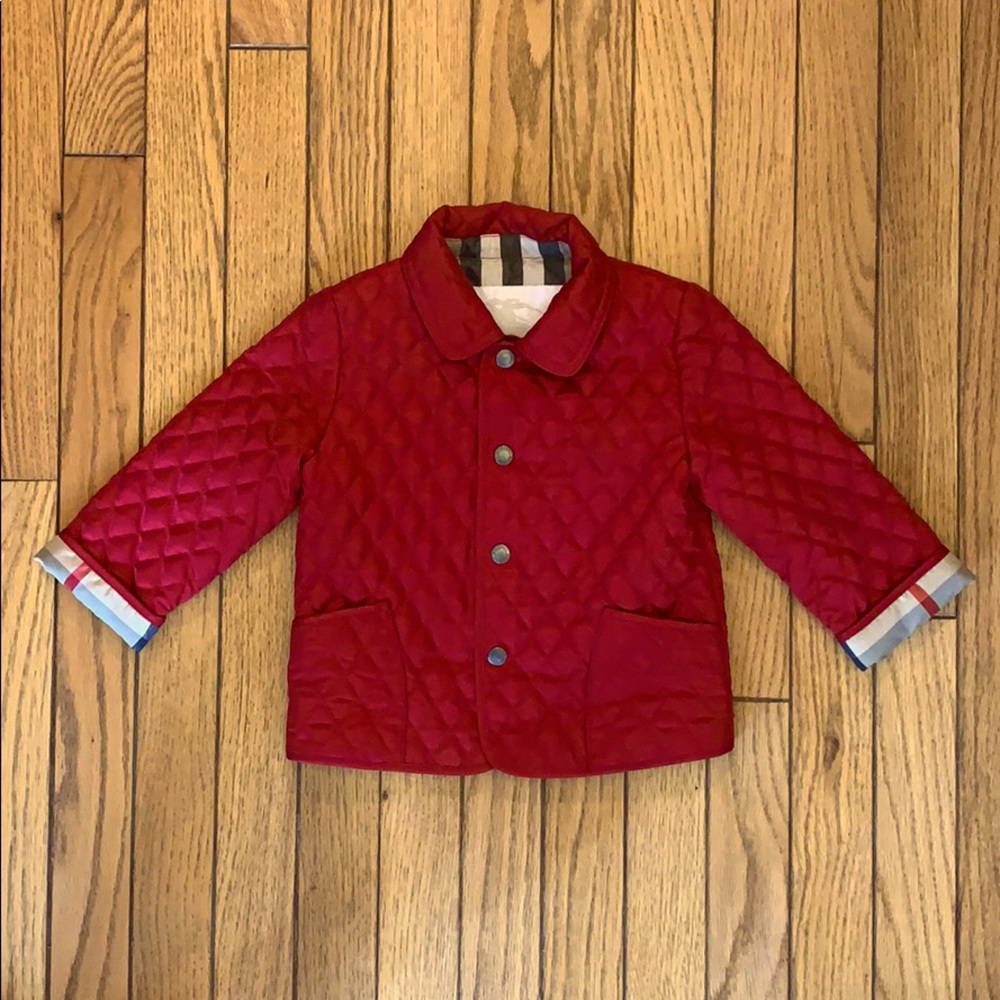 Burberry // 12M Girls Red Quilted Jacket